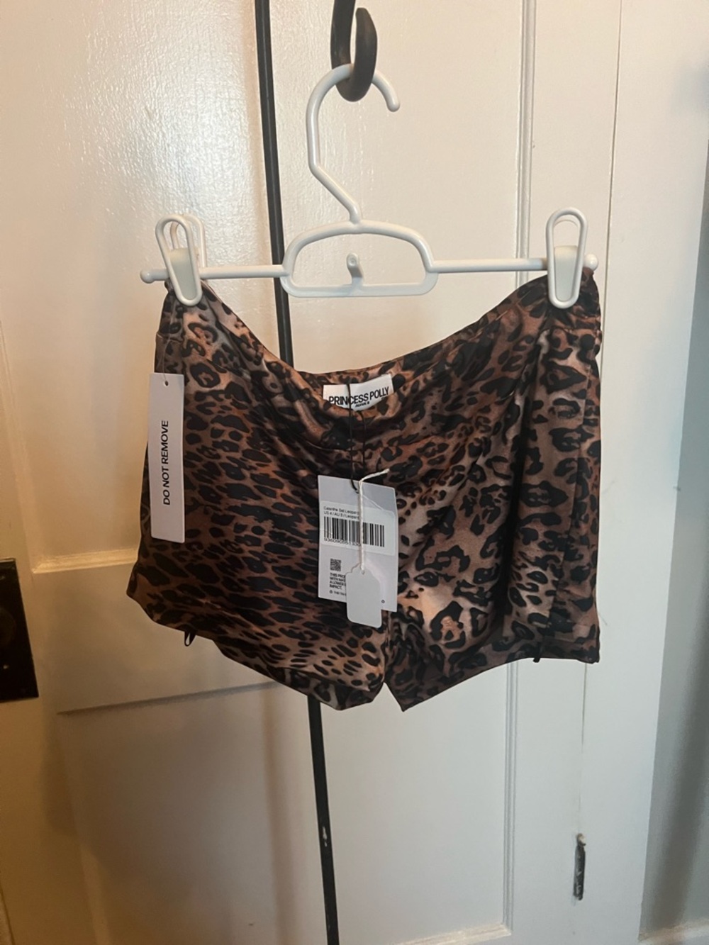 Princess Polly Leopard Satin Bike Shorts in Brown and Black
